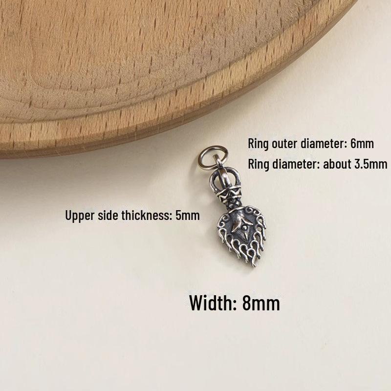 Colorfast Manjusri Sword Buddhist Beads Bracelet with Flame Pendant and Diamond Star Moon Accents