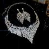 New exquisite diamond necklace earrings set party dress temperament high sense palace style jewelry wholesale