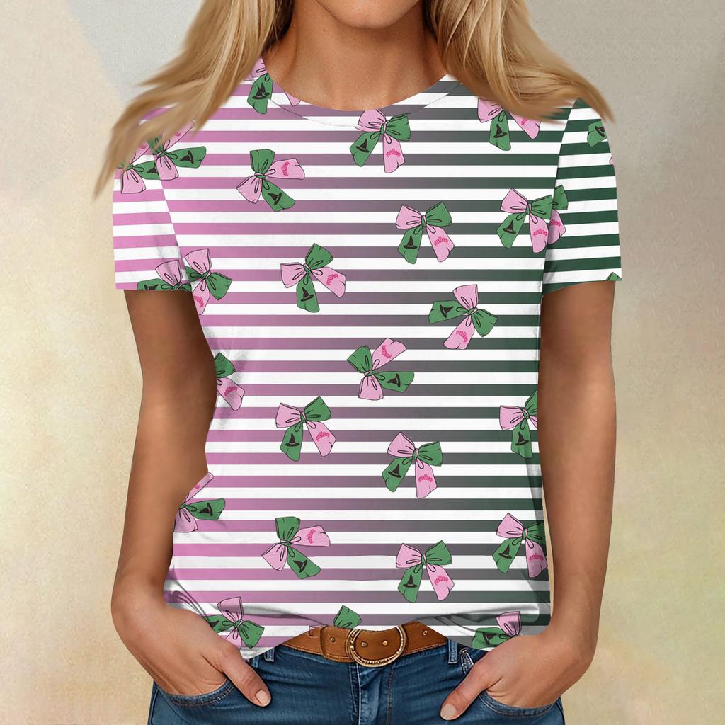 Women's Casual Fashion Cartoon Print Short-Sleeve Top/T-Shirt