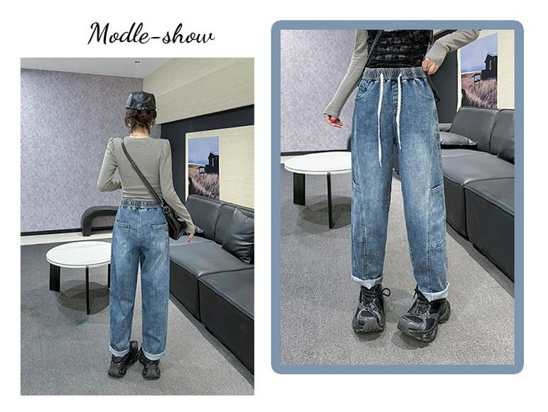 Early Spring Loose Fit Women's Drawstring Pants, Plus Size, 300 Jin