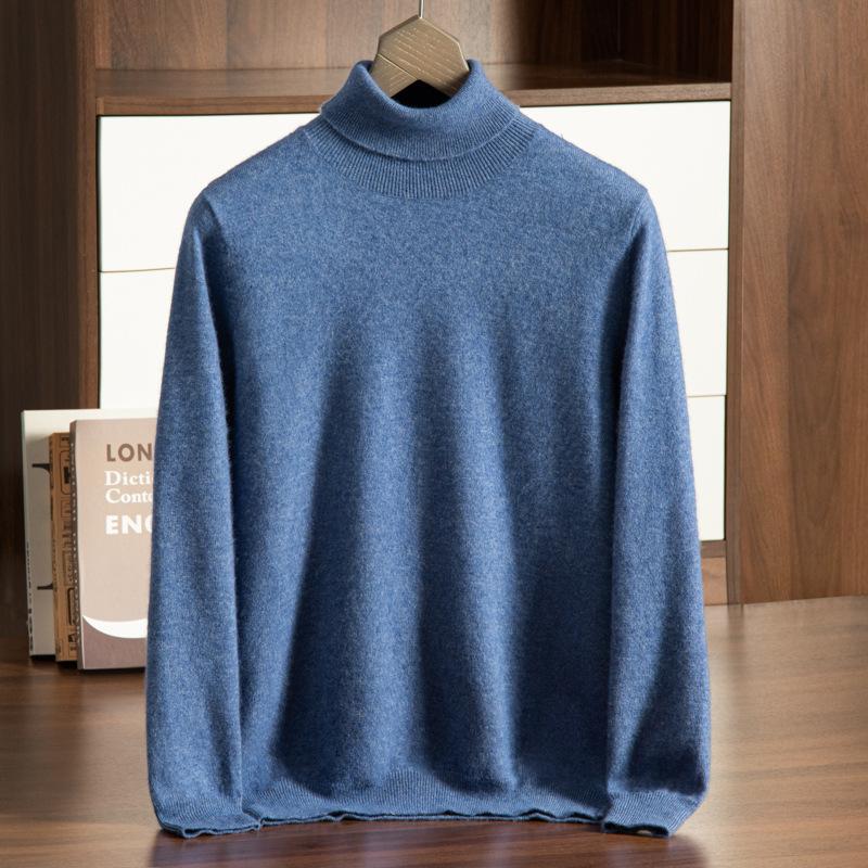 High-necked Cashmere Sweater, Loose Pullover, Bottom Lapel Sweater, Knitted Sweater.