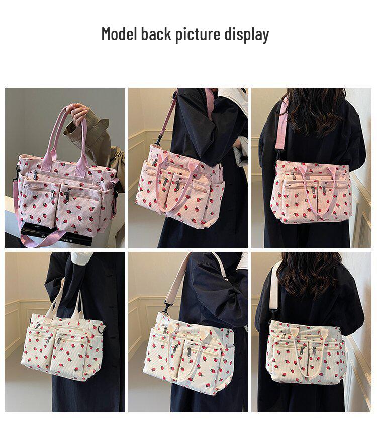 Ruiying Large Capacity Corduroy Crossbody Shoulder Bag - Korean Style Casual Fashion Backpack