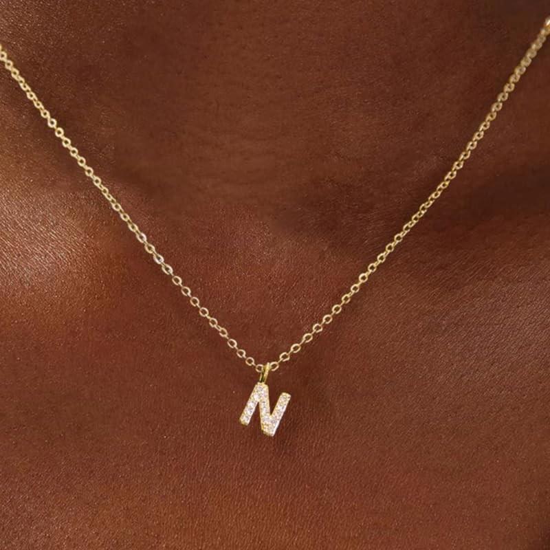 14k Gold-Plated Rhinestone Letter Necklace - Personalized Clavicle Chain Fashion Gift