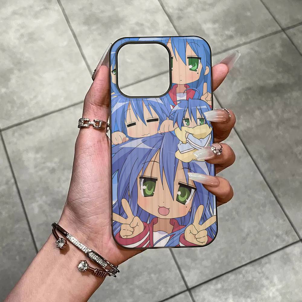 Anime Girl Lucky Star Phone Case For IPhone 16 15 17 Pro 11 12 13 14 Pro Max Plus Soft Ripple Silicone Cover Shell