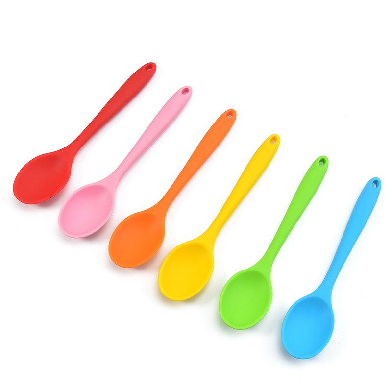 For Better Life 1Pc Soft Silicone Spoon Stirring  Long Handle Tableware Cooking Utensils Ladle Kitchen Accessories