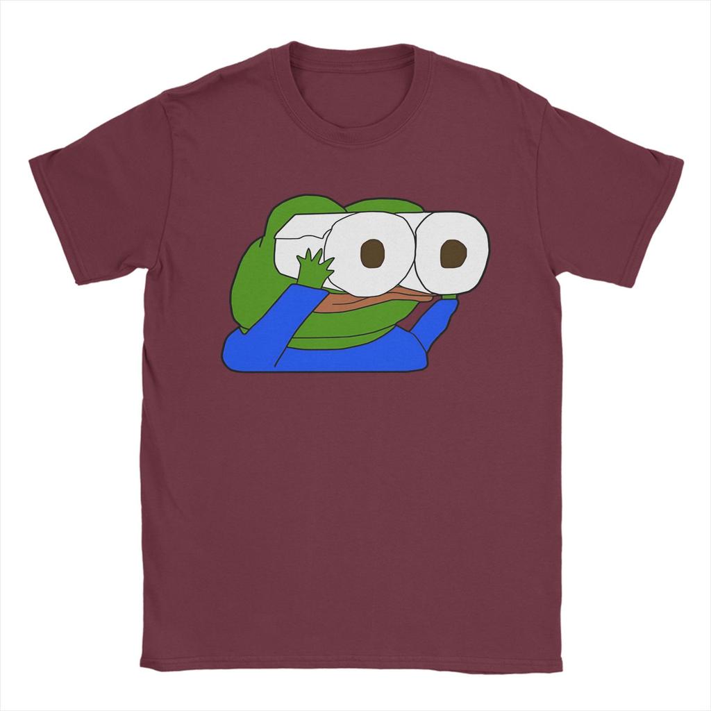 Pepes Toilet Paper Roll Binoculars Printed T Shirt Men Women Funny Meme Pure Cotton Tee Shirt Clothing