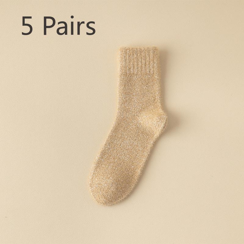 5 Pairs of  Male Autumn and Winter Plush Warm Thickened Floor Mid Calf Socks