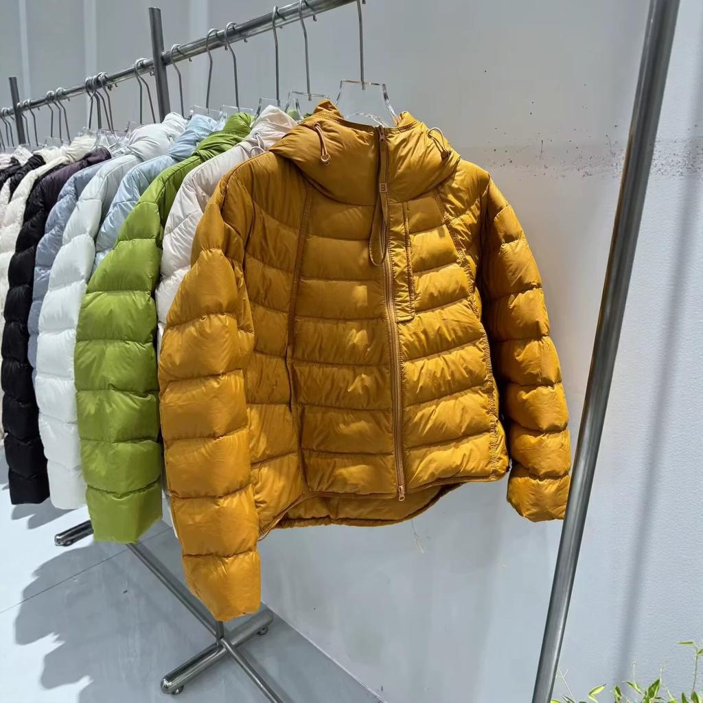 European light and thin hooded down jacket women's short white duck down autumn and winter new ribs loose warm jacket