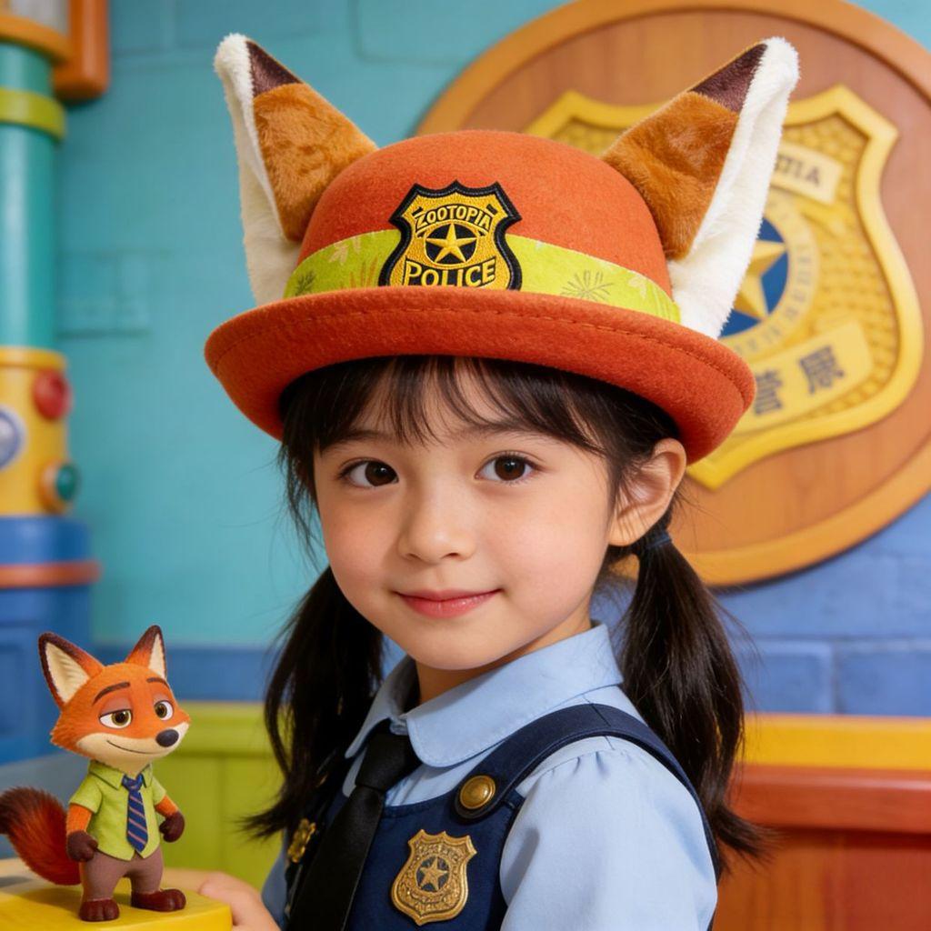 Zootopia Judy Hopps Nick Wilde Tier Cosplay Hut mit kurzem Schirm für Kinder