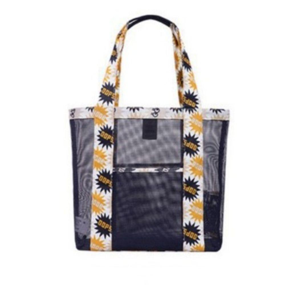 

Portable Mesh Bag Single Shoulder Large Capacity Beach Bag Clothes Storage Bag Tote Bag With Zipper Outdoor Travel Storage Bag помаранчевий