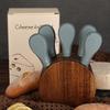 Käsemesser & Gabel Geschenkset mit Akazienholzsockel - 6-teiliges Buttermesser-Set