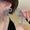 Korean Version Design Butterfly Streamer Light Luxury Full Diamond Earrings S Silver Needle Exaggerated Stud Earrings