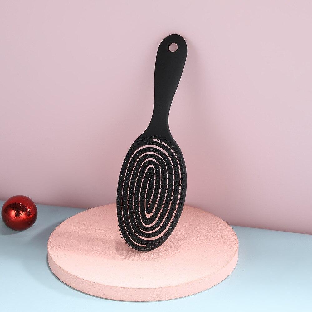 Professional Curved Hairbrush for Wet or Dry Hair Ergonomic Black