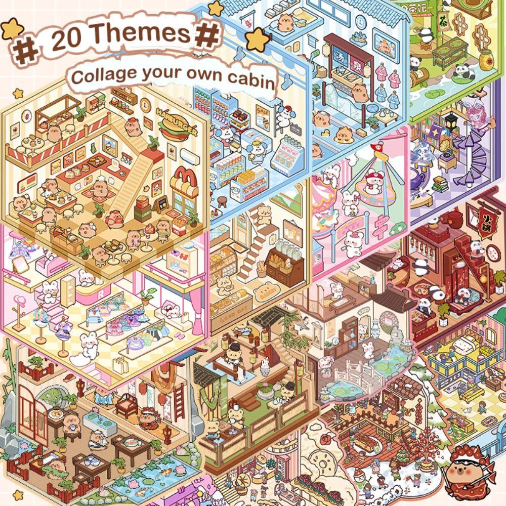 20Pcs/Book 3D Miniature Scene 3D Stickers DIY Notebook Sticker Landscape Sticker Book  Children Gift