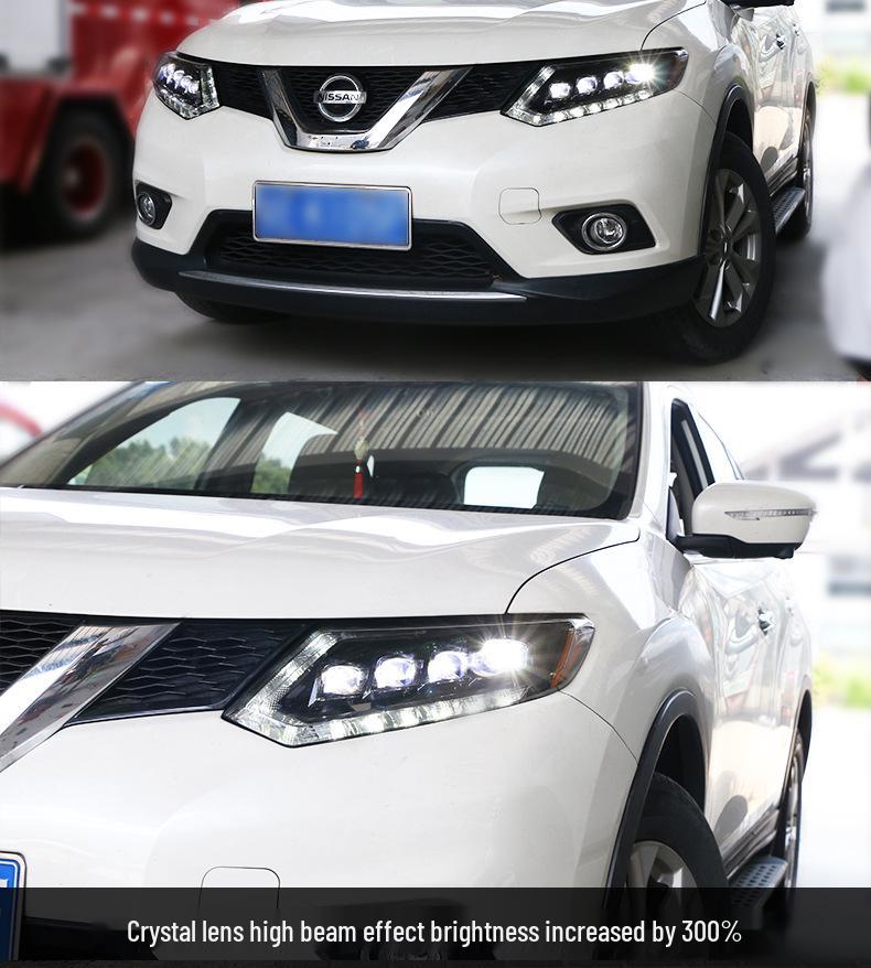 LED Matrix Headlight Assembly with Blue LED and Running Horse Design for 14-16 Nissan X-Trail