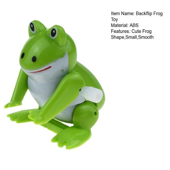 Backflip Frog Toy Cute Animal Shape Funny Small Smooth Green Entertainment Safe Kids Spring Wind-up Frog Toy Children Gift