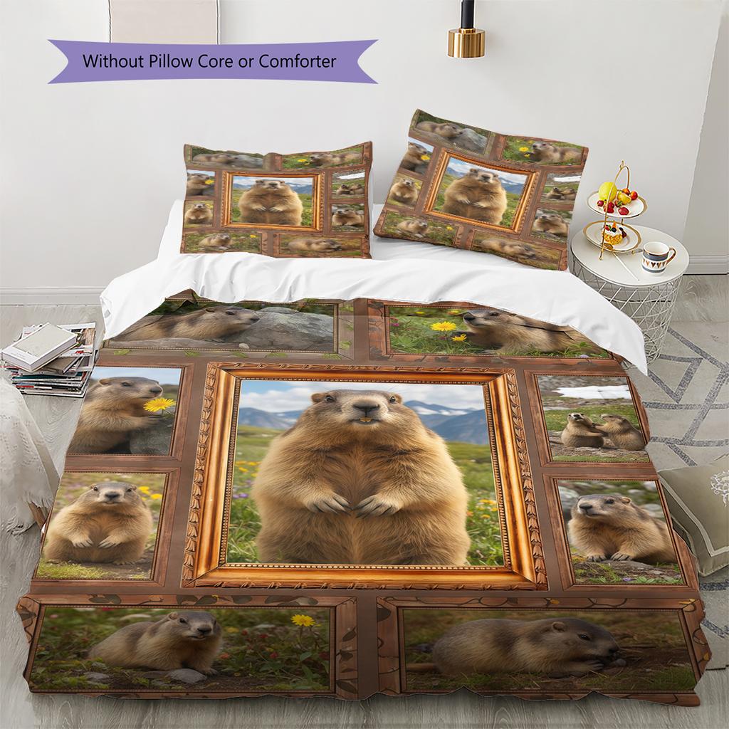 Cartoon Pattern Bedding Quilt Set Quilt Cover Pillowcase Home Decoration Birthday Gift (1 * Duvet Cover + 2 * Pillowcase, Without Core)