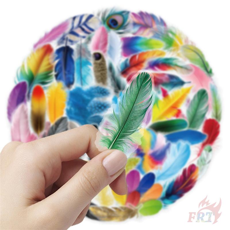 50Pcs/Set Colorful Feather Series 03 PET Stickers Waterproof DIY Fashion Doodle Decals Stickers