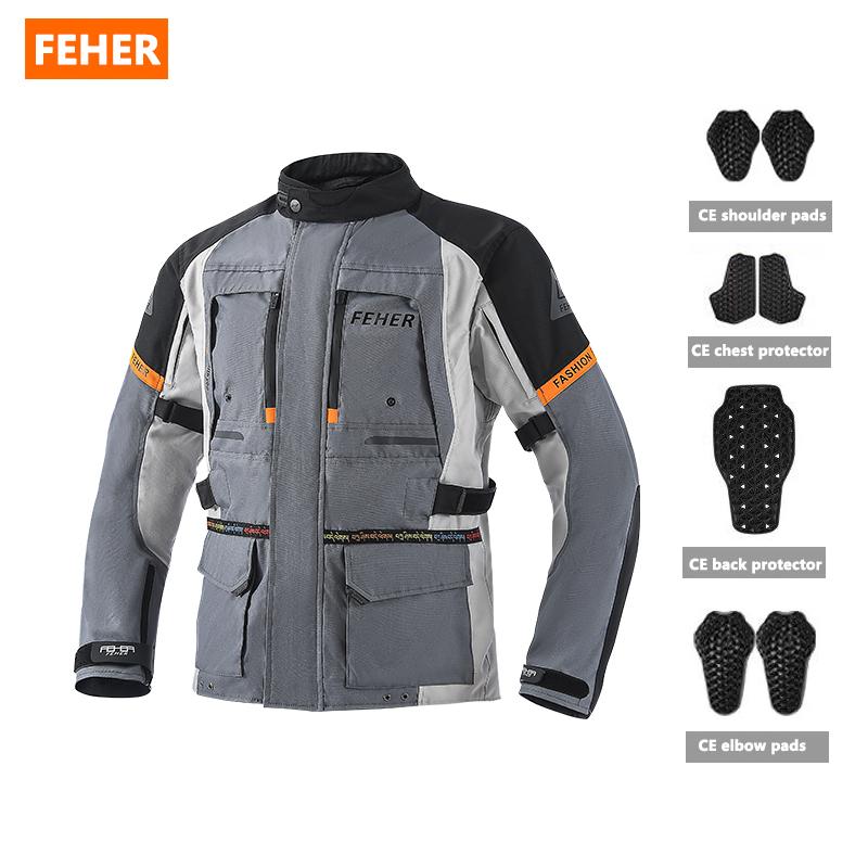 FEHER Autumn Winter Motorcycle Touring Suit Man Waterproof Removable Liner Motorbike Adventure Suits Breathable Warm Riding Sets