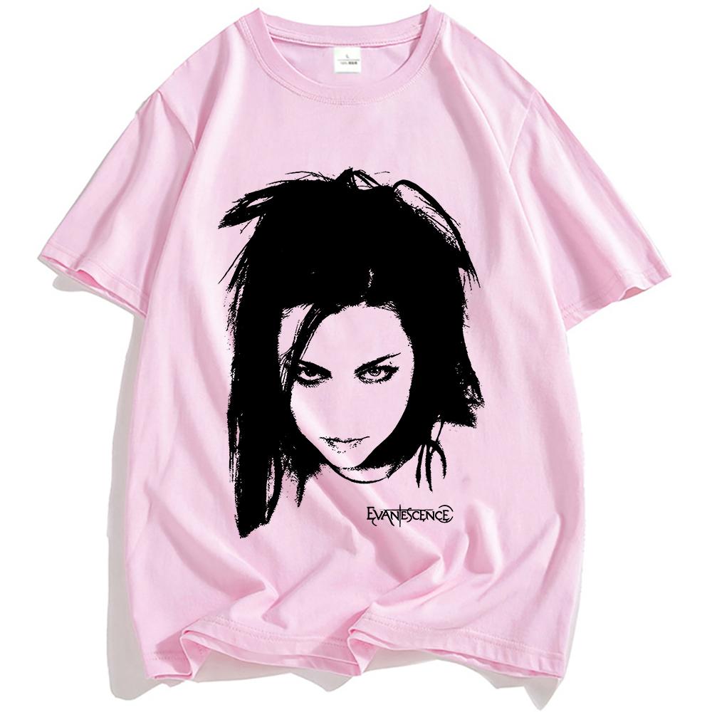EVANESCENCE Amy Face Tee Rock Band Fashion Hip Hop T-shirt Unisex Streetwear Short Sleeve Cotton Men/Women T Shirt Clothing