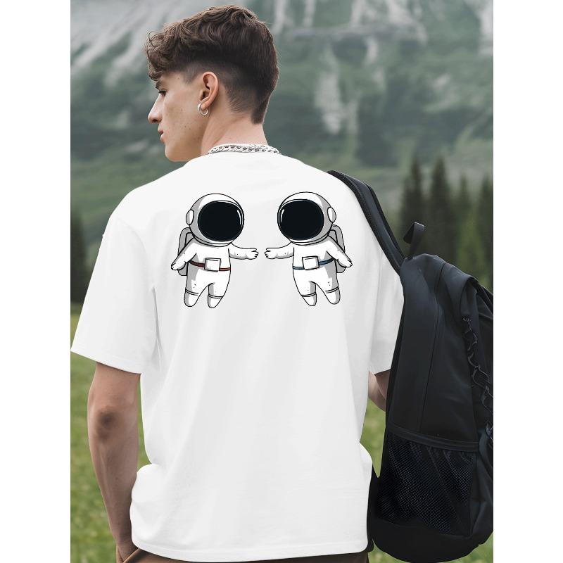 

Men s T-Shirt - Astronaut Back Print - Loose Fit Casual Shirt for Gym, Basketball, Casual Attire - Breathable Summer Tee for Sci-Fi Fans 2XL
