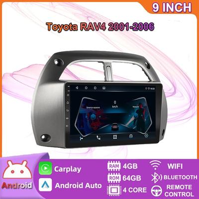 Android 2 Din Araba Multimedya Oynatıcı Toyota RAV4 2001-2006 Kafa Ünitesi Stereo Carplay GPS Navigasyon BT WIFI 4 + 64 GB