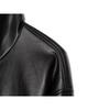 Women S Black Faux Leather Zip Up Stand Collar Long Sleeve Casual Coat