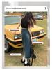 High-Waisted Slit Denim A-Line Skirt - Spring/Autumn Retro Long Skirt