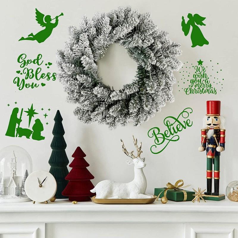 Flocked PE Christmas Garland Vine Stair Railing Door Wreath Decor US Style Holiday Home Decoration