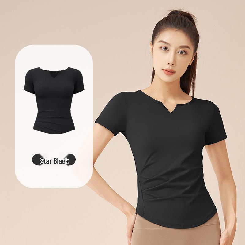 

Женский плиссированный топ с V-образным вырезом и короткими рукавами для йоги и бега Juyitang Extra Extra Large