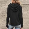 Top da Donna Autunno Inverno Camicia Scollo a V Monopetto Top Casual Felpa con Cappuccio Colore Unico Larga Moda Donna Felpe