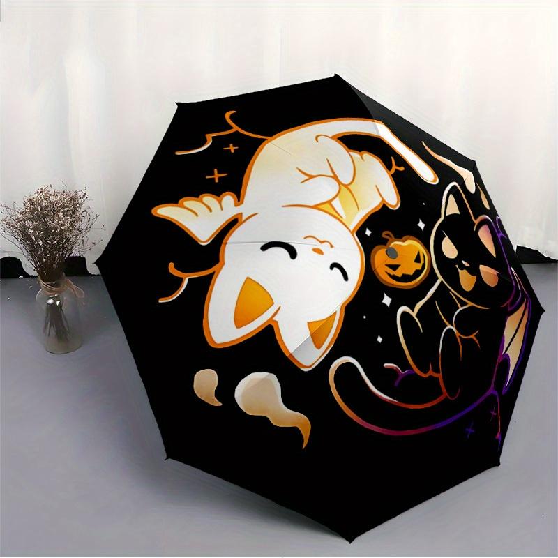 1pc Halloween Cats Automatic Open/Close, Foldable Compact Umbrella with 8-Rib Shaft, Perfect Gift For Men And Women, Casual Style, Vibrant M
