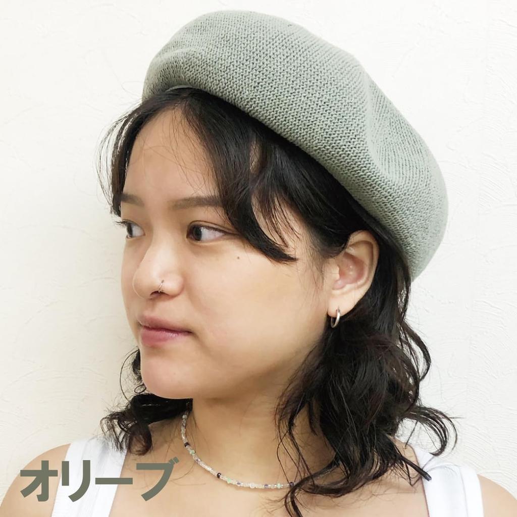 Basic Enchi Cotton Thermo Beret Lightweight cotton thermo yarn for olive - hat/beret women, green.
