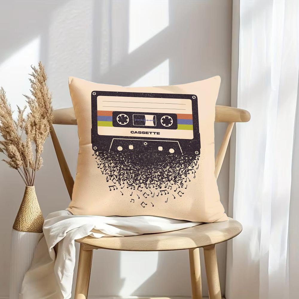 Retro Cassette Tape Cushion Cover Soft Plush Throw Pillow Cover  DoubleSided Decorative Cushion Case  Sofa Bedroom Home Decor