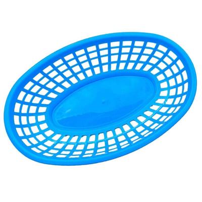 Pommes Burger Plastik-Lebensmittelkörbe Bunte Wiederverwendbare Körbe Servierschalen Ovale Form Hot Dog Tabletts Restaurantbedarf