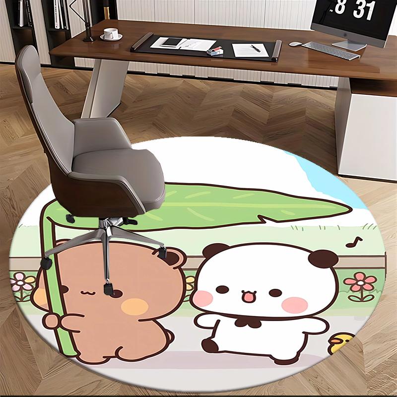 Cute Animal Friends,Kawaii Panda Bear Chair mat Round Rug Office carpet,Non slip, Suitable for Living Rooms, Bedrooms Decor1205065a