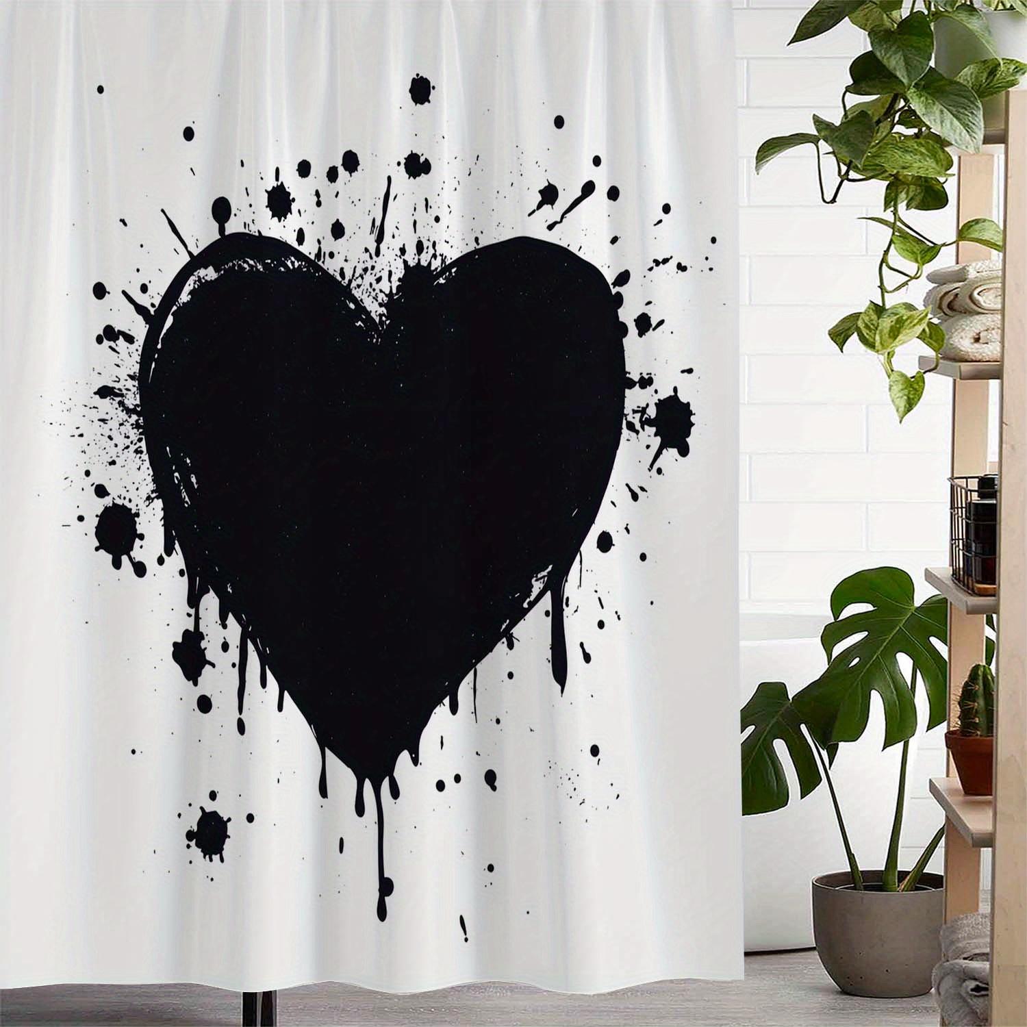 

Romantic Valentine S Day Love Print Shower Curtain With 12 Hooks, Includes Window Curtains W60H190(CM)-1 Pcs