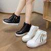 2025 spring new thick-soled inner height increase white shoes women's fashion side zipper small casual shoes foreign trade women's shoes