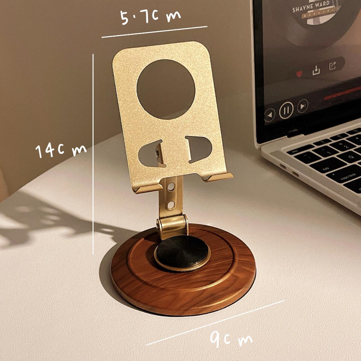 

Premium Retro Wood Grain Phone Stand, 360° Rotatable Lazy Holder for Desk, Ideal for Streaming and Video Viewing