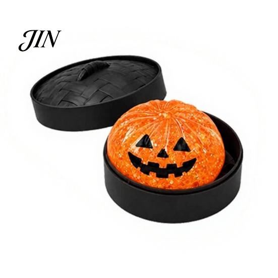 Steamed Bun Sensory Toy Halloween Dumpling Squeeze with Steamer Box, Pumpkin Ghost Bat Stress Relief for Relief, Party Favors Kids