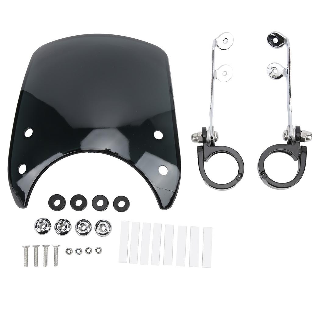 Motorcycle Windshield Headlight Fairing 180 degrees Adjustable Universal for 1.5 1.6in Front ForkBlack
