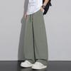 Summer new scimitar splicing loose moss green straight wide-leg casual pants men's very light pants