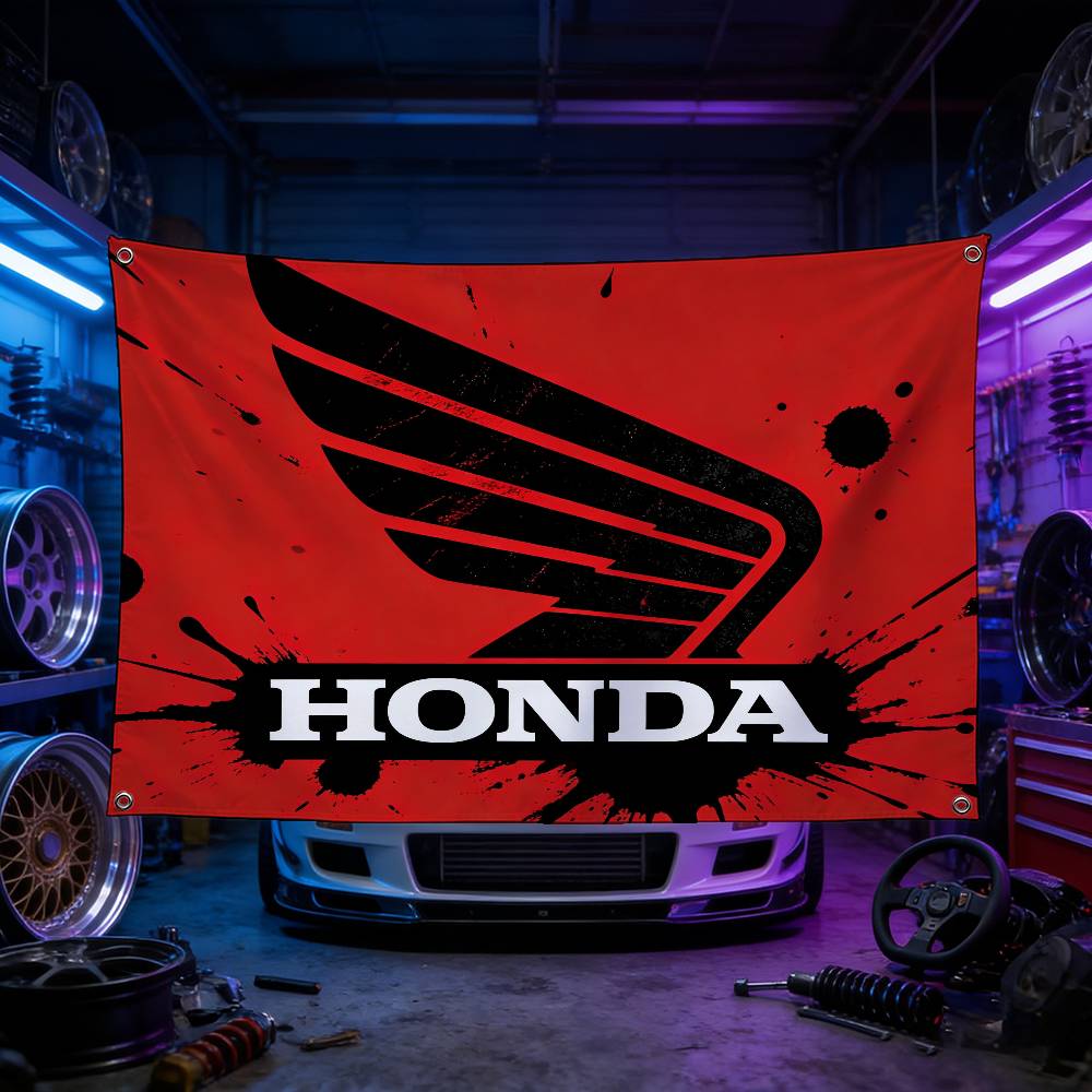 Motorcycle For HONDA Premium Flag 120g Polyester Eco Friendly Print Waterproof Wear Resistant Home Party Decor Banner BO8