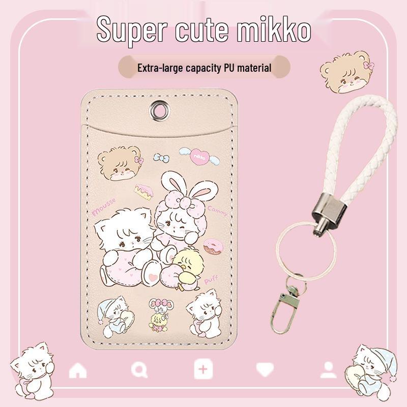 

Микко Милый Японский Мультяшный Держатель для Карт 2024: Мягкая кожа Двойной слот для кампусных и обеденных карт для девочек