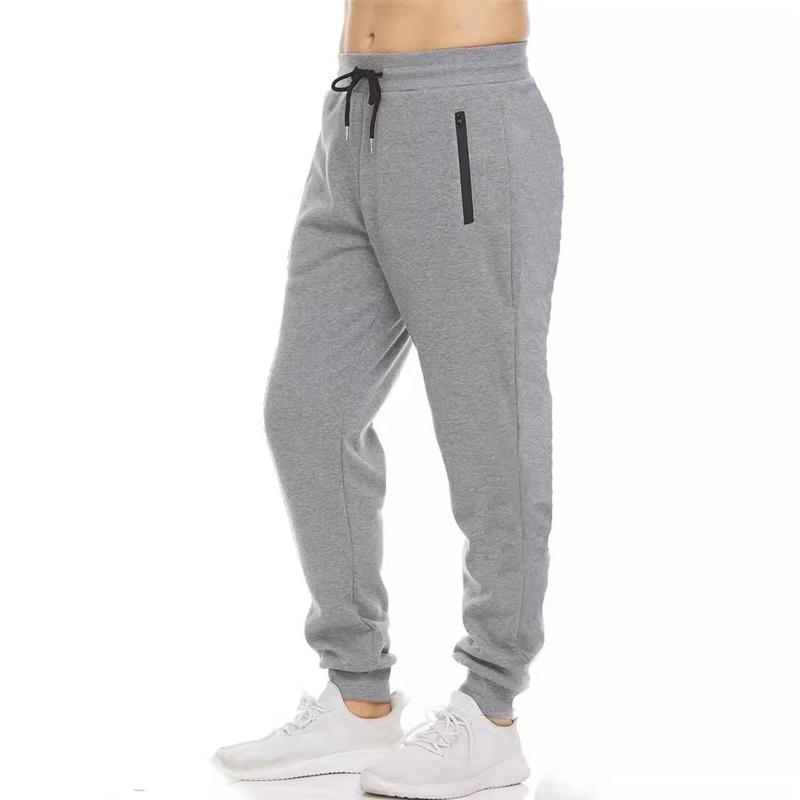 Pantaloni Sportivi Casual da Uomo con Zip in Pile per Fitness Corsa Colore Unico Vita Elastica Pantaloni Sportivi Outdoor Semplici Pantaloni Casual