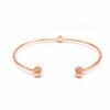 Creative Matte Texture Round Bead Bangles for Women with Stylish Copper Plated Rose Gold Opening Bracelets Zircon Gift