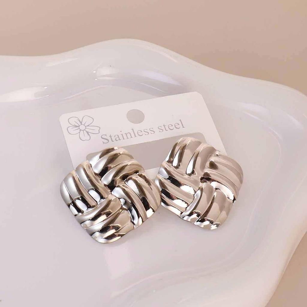 European American Trendy Cross-Border Punk Cold Wind Stainless Steel Earrings Geometric Irregular Drop Fashion Jewelry