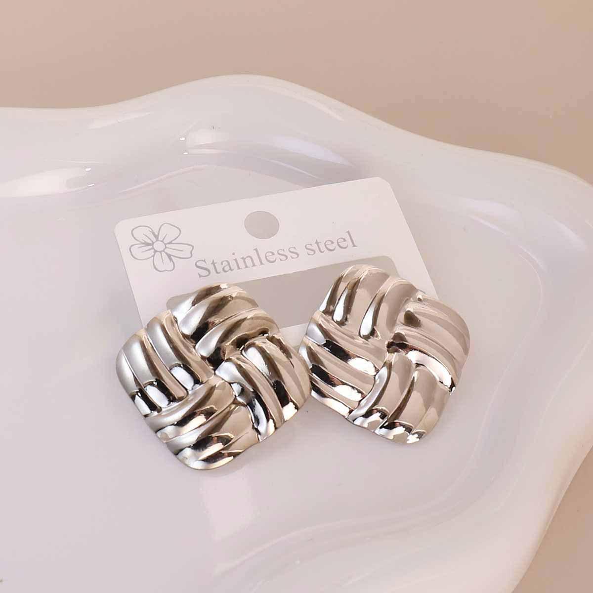 European American Trendy Cross-Border Punk Cold Wind Stainless Steel Earrings Geometric Irregular Drop Fashion Jewelry
