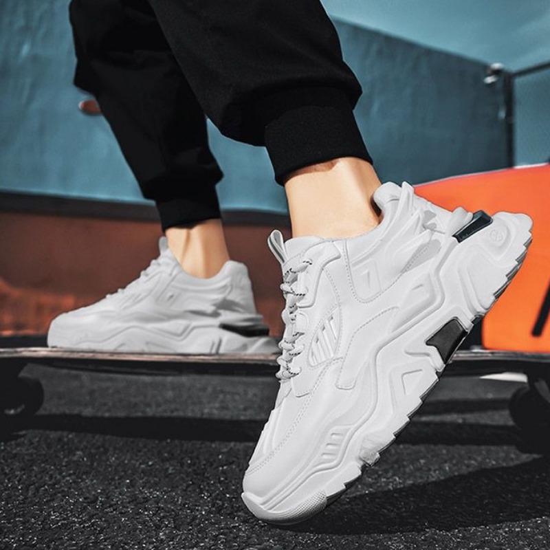 Fashion Men's Women Chunky Sneakers Fashion Versatile Leather Casual Sport Shoes Damping Wear-resistant Training Shoe Zapatillas Mujer