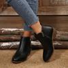 Vintage side zipper mid-heel short boots women's autumn thick heel plus size Chelsea boots